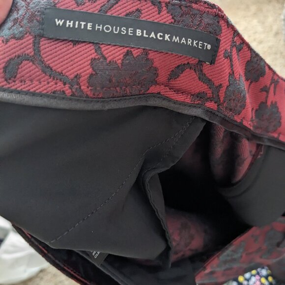 WHBM The Slim Ankle Pant - Red with Black Florals Sz 10 - Picture 4 of 9